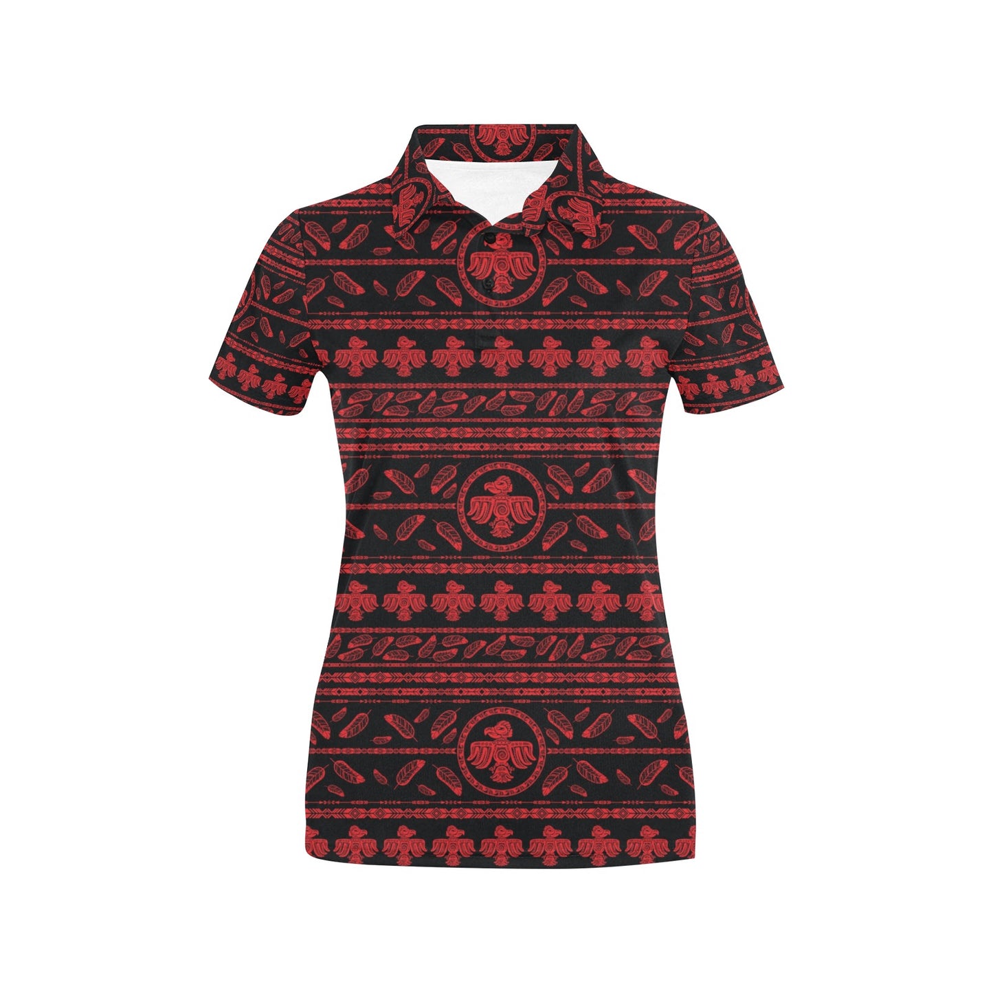 Native American Eagle Themed Print Women's Polo Shirt