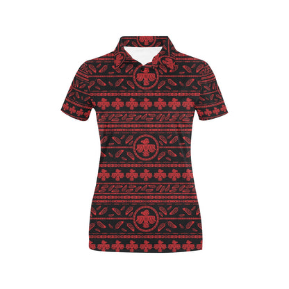 Native American Eagle Themed Print Women's Polo Shirt