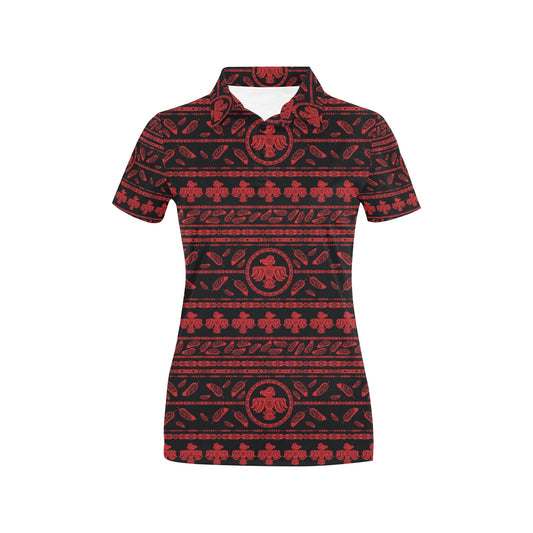 Native American Eagle Themed Print Women's Polo Shirt