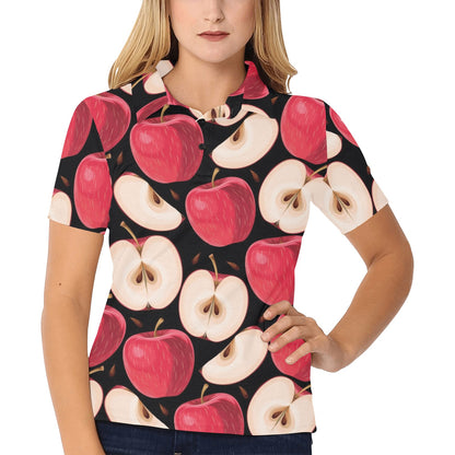 Apple Pattern Print Design AP02 Women's Polo Shirt
