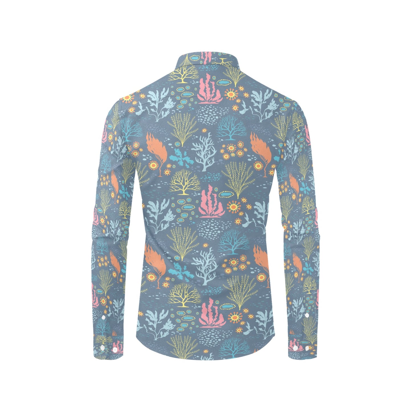 Seaweed Print Design LKS304 Men's Long Sleeve Dress Shirt