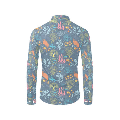 Seaweed Print Design LKS304 Men's Long Sleeve Dress Shirt