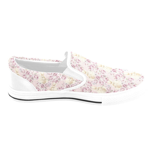 Rabbit Print Design LKS403 White Slip Ons Canvas Women's Shoes
