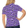 Leopard Purple Skin Print Women's Polo Shirt