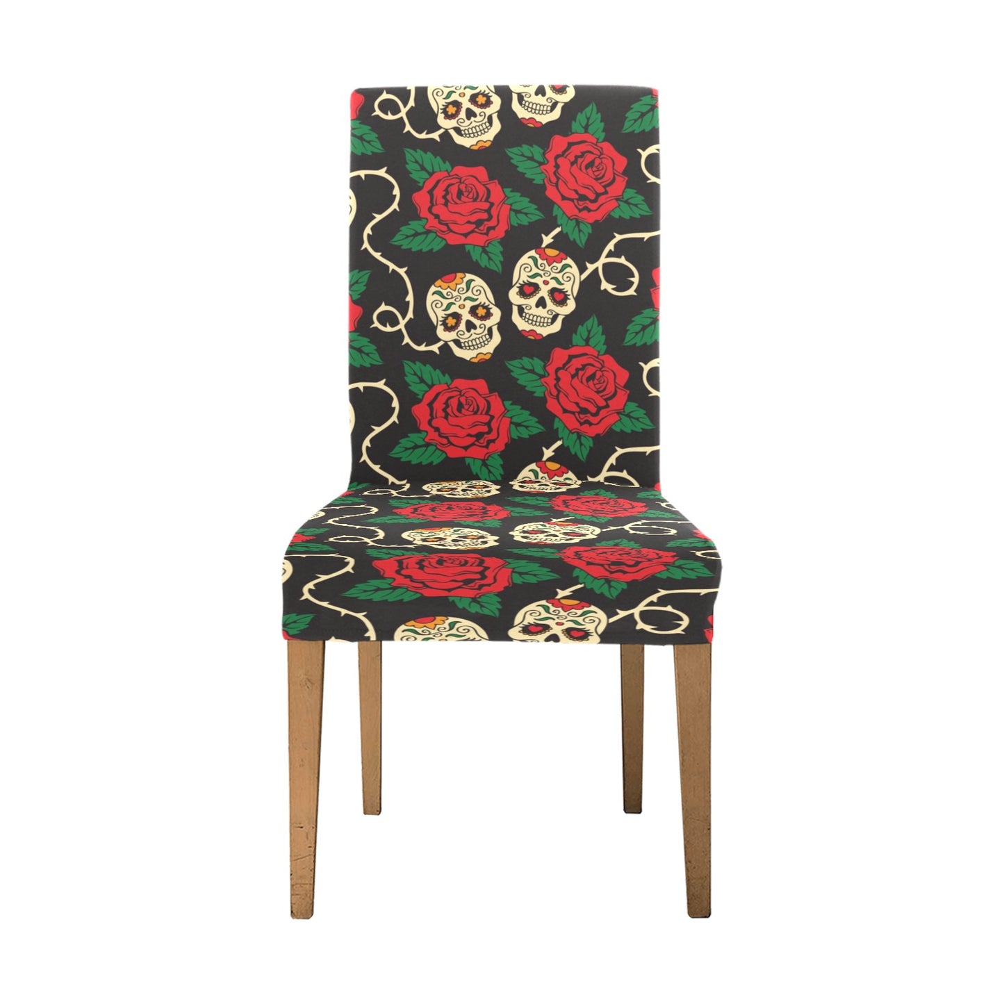 Sugar Skull Red Rose Print Design LKS301 Dining Chair Slipcover