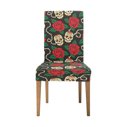 Sugar Skull Red Rose Print Design LKS301 Dining Chair Slipcover