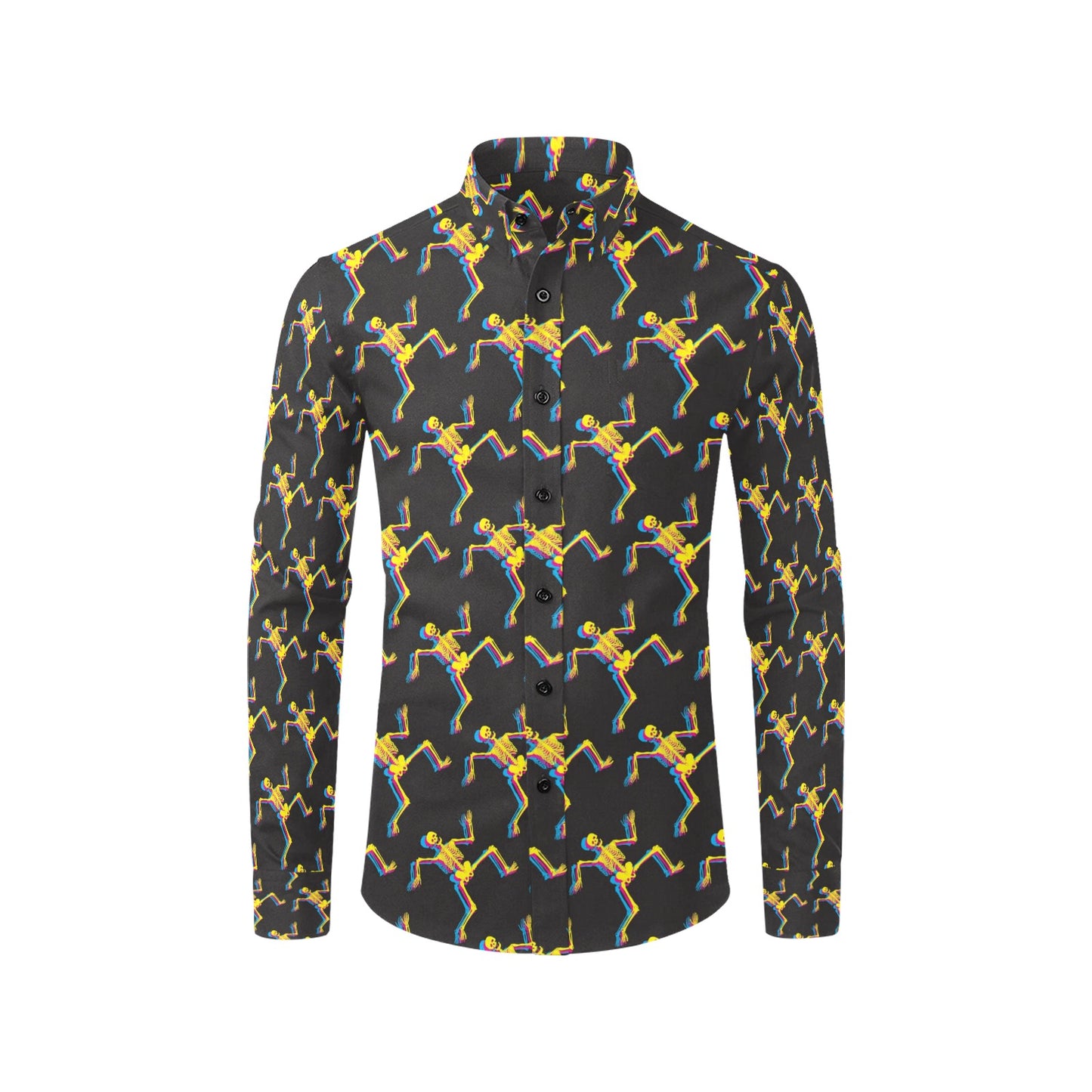 Skeleton Skeleton 3D Print Design LKS301 Men's Long Sleeve Dress Shirt