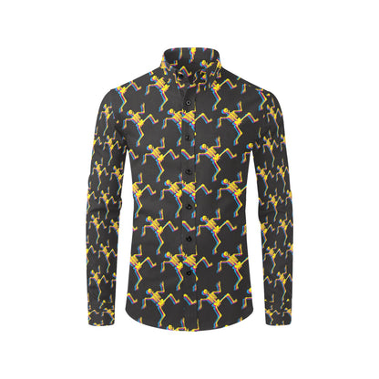 Skeleton Skeleton 3D Print Design LKS301 Men's Long Sleeve Dress Shirt