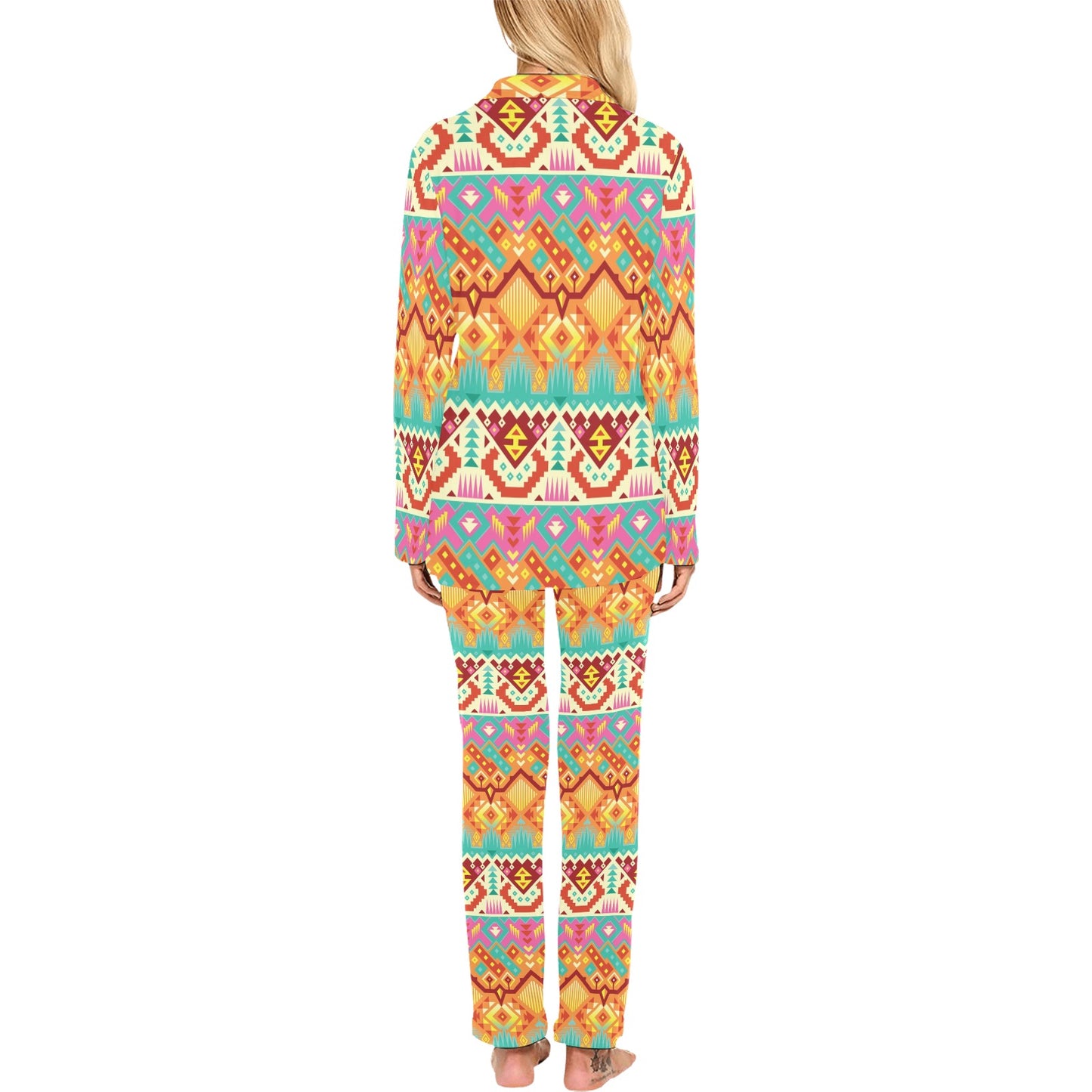 Aztec Pattern Print Design 03 Women's Long Pajama Set