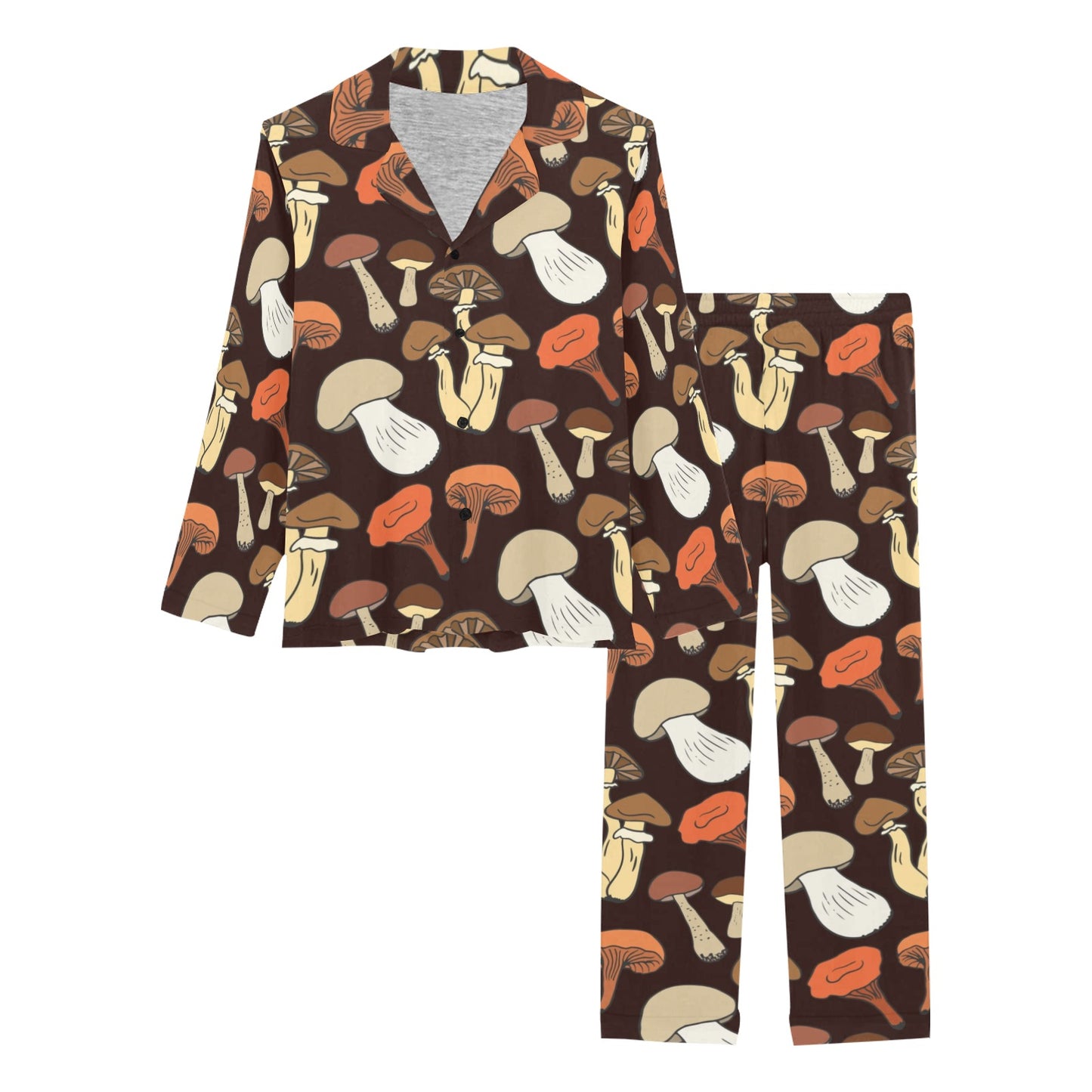 Mushroom Pattern Print Design A05 Women's Long Pajama Set