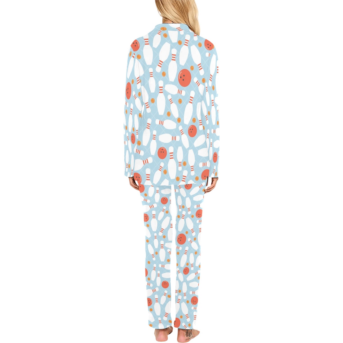 Bowling Pattern Print Design 09 Women's Long Pajama Set
