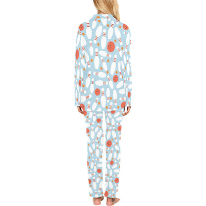 Bowling Pattern Print Design 09 Women's Long Pajama Set