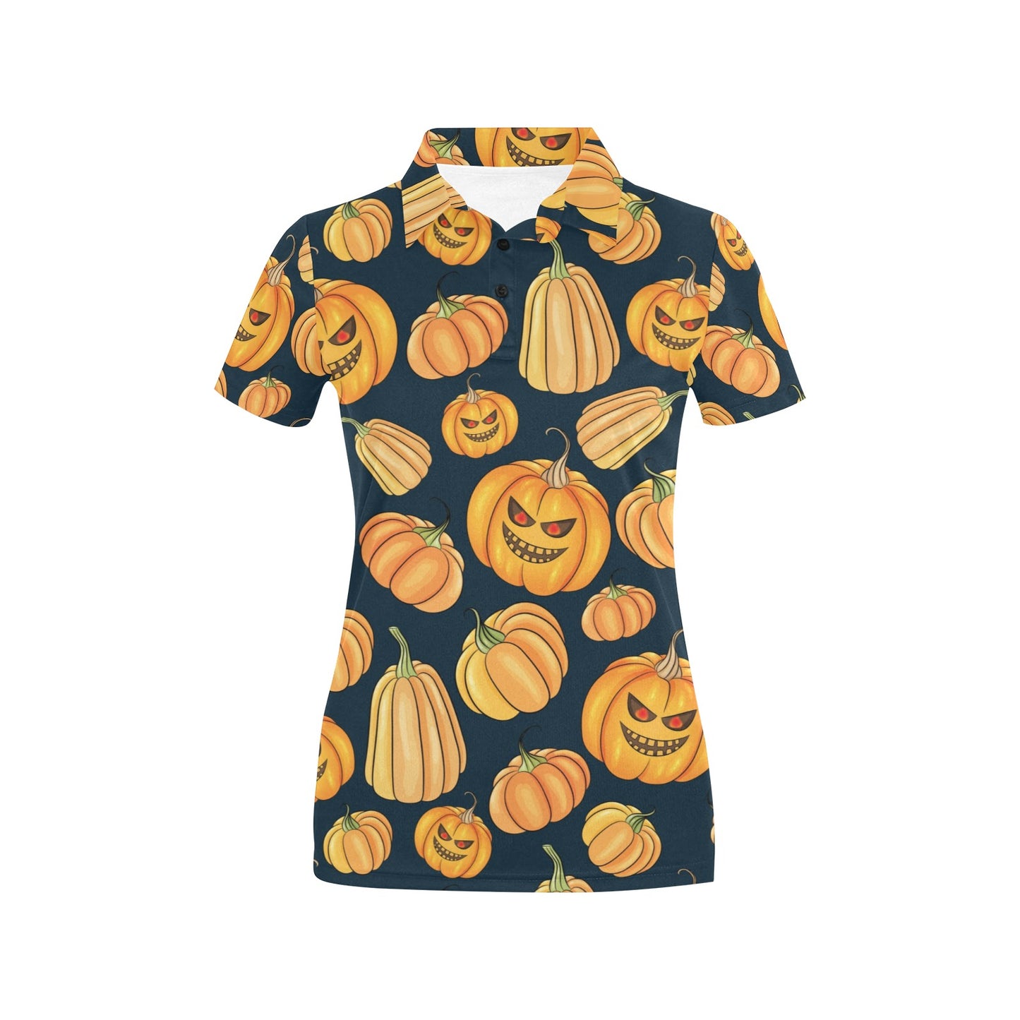 Pumpkin Halloween Pattern Print Design A04 Women's Polo Shirt