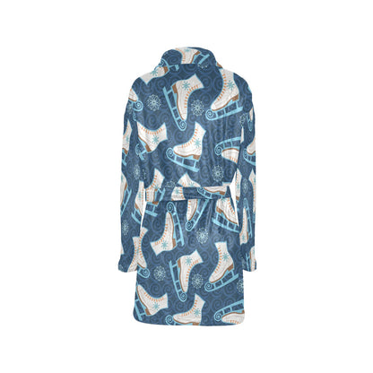 Ice Skate Pattern Print Design 01 Women's Fleece Robe
