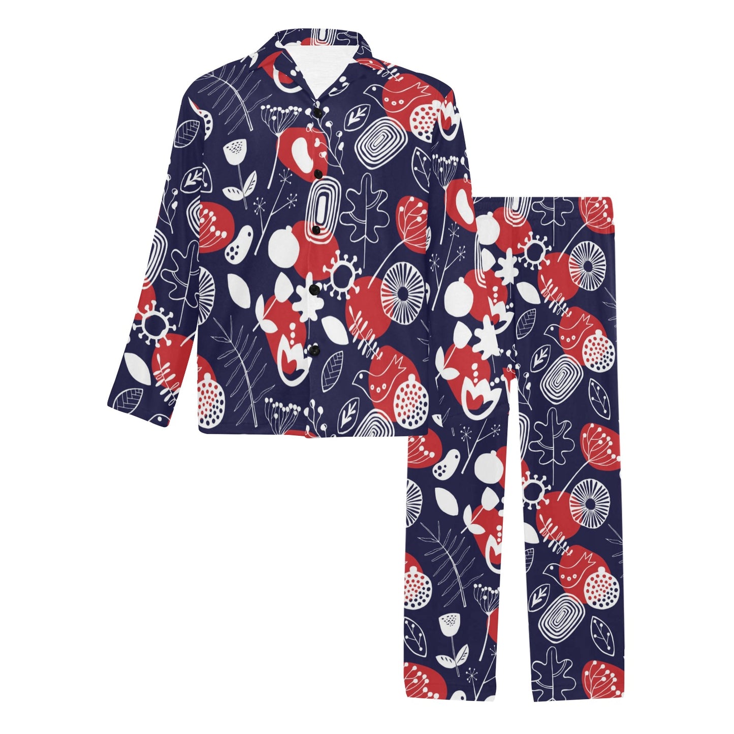 Nordic Pattern Print Design A02 Men's Long Pajama Set