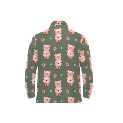 Pig Pattern Print Design 03 Long Sleeve Polo Shirt For Men's
