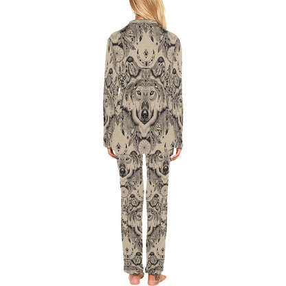 Indian Boho Wolf Women's Long Pajama Set