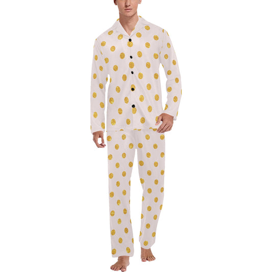 Polka Dot Gold Pink Pattern Print Design 01 Men's Long Pajama Set