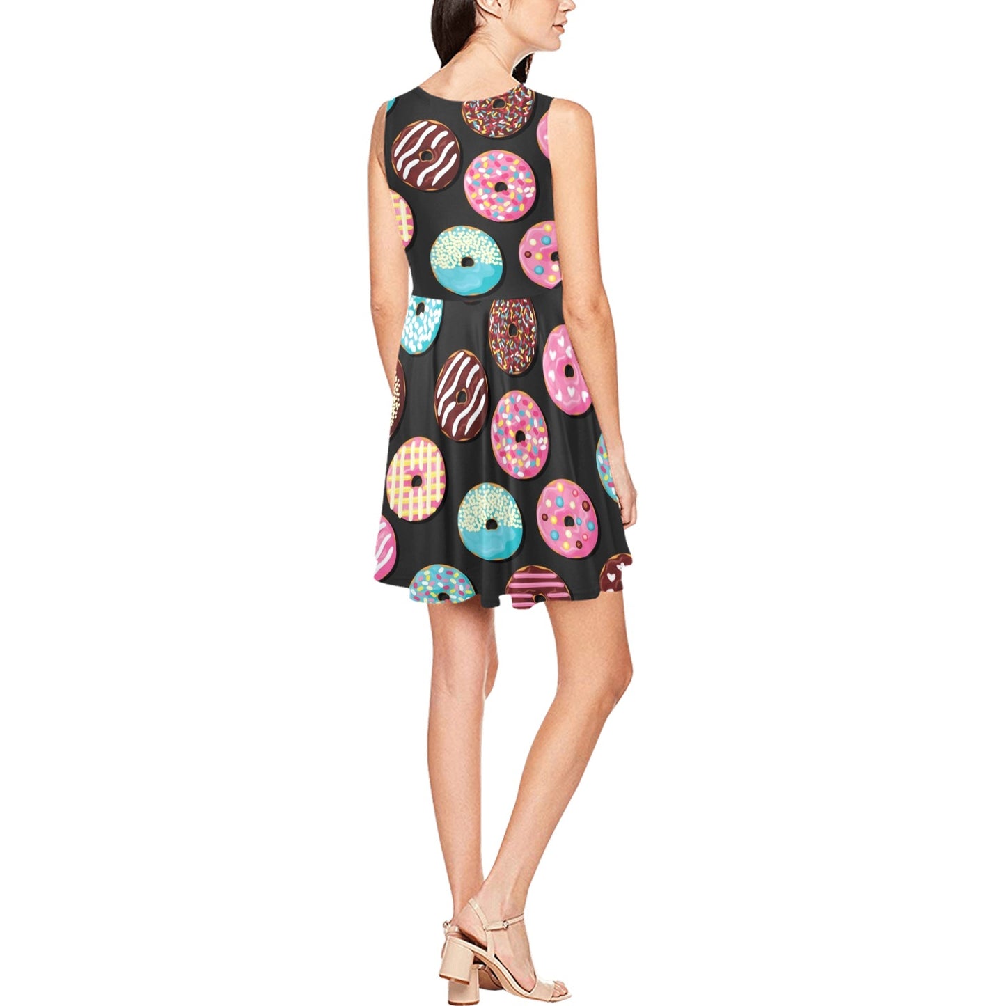 Donut Pattern Print Design DN02 Sleeveless Dress