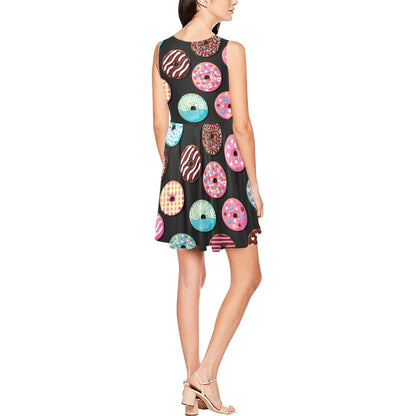 Donut Pattern Print Design DN02 Sleeveless Dress