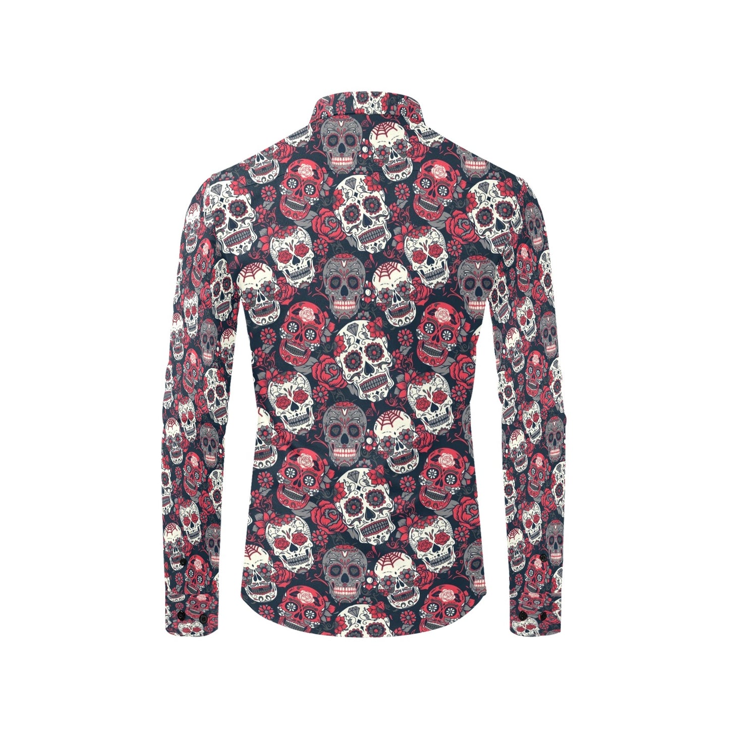Sugar Skull Print Design LKS303 Men's Long Sleeve Dress Shirt