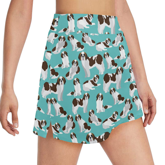 St Bernards Print Design LKS302 17" Golf & Pickleball Skort with Pockets