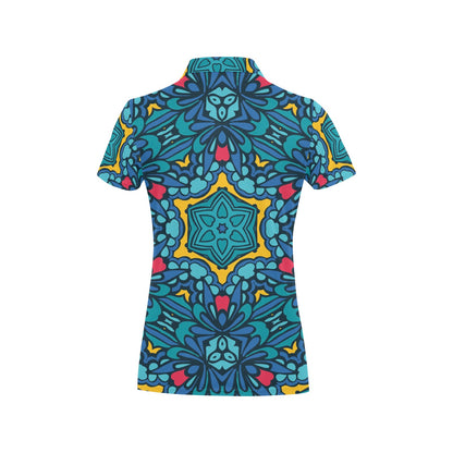Kaleidoscope Pattern Print Design 04 Women's Polo Shirt