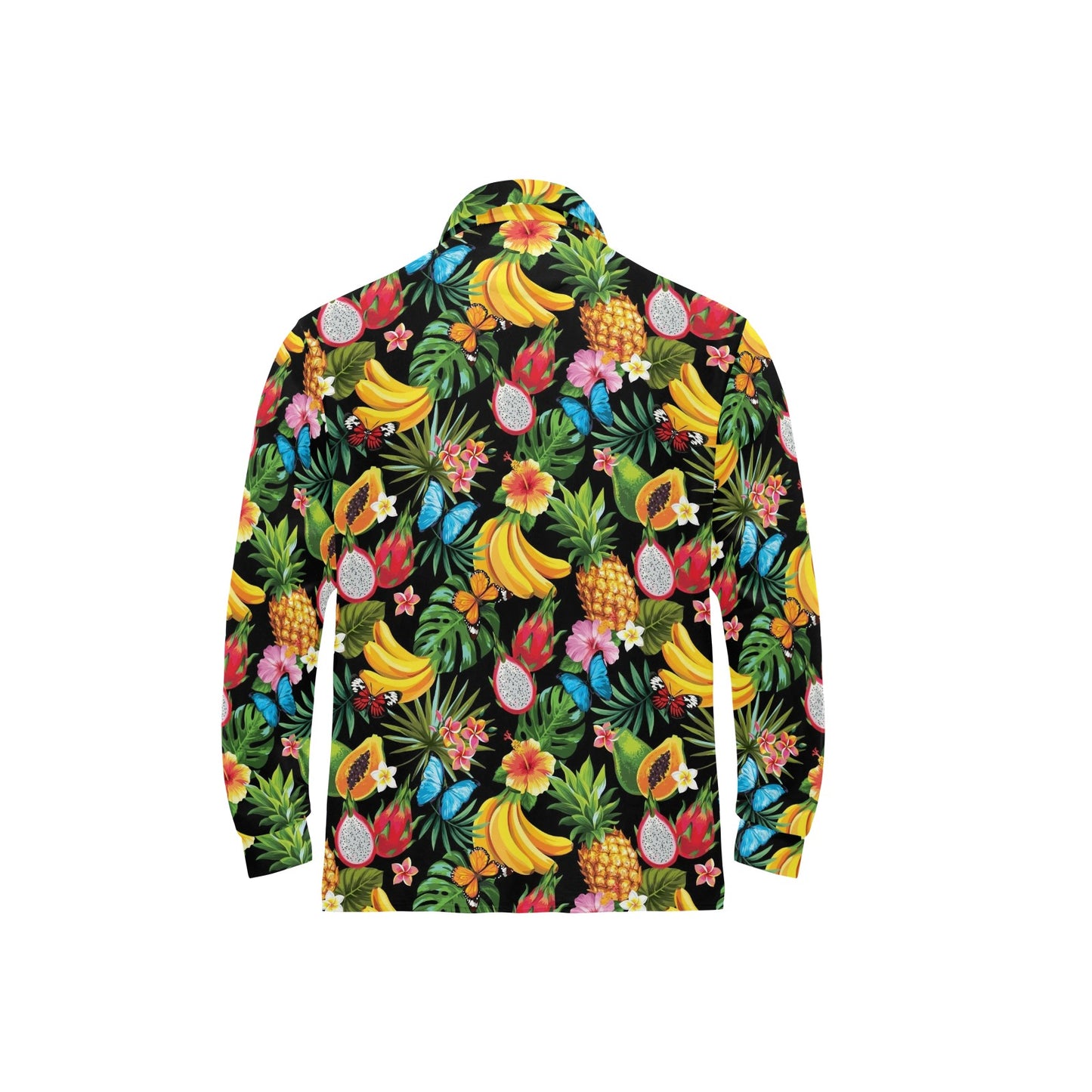 Tropical Fruits Pattern Print Design TF04 Long Sleeve Polo Shirt For Men's