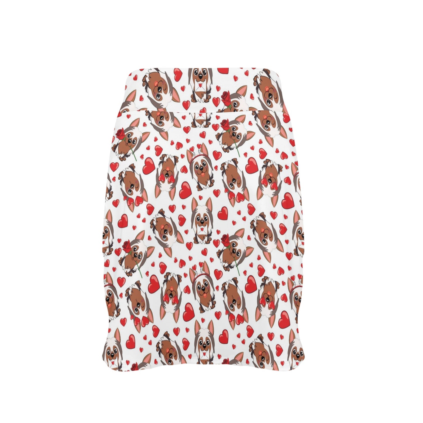 Silky Terriers Heart Print Design LKS302 17" Golf & Pickleball Skort with Pockets