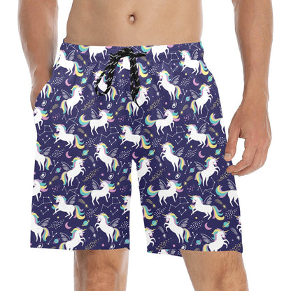 Unicorn Print Design LKS305 Men's Swim Trunks Beach Shorts