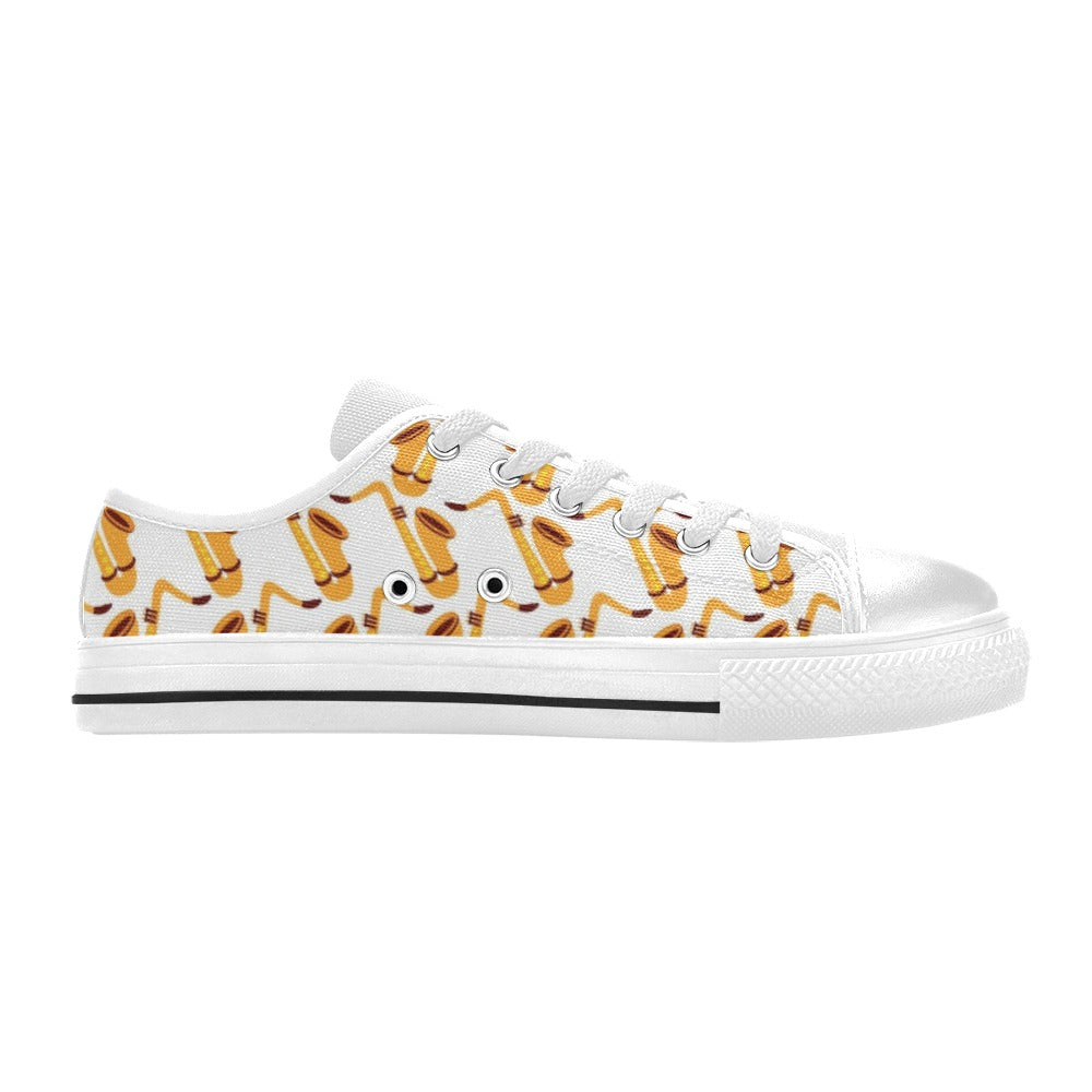 Saxophone Print Design LKS404 Women's White Low Top Shoes