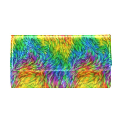 Rainbow Fur Design Print Women's Trifold Wallet