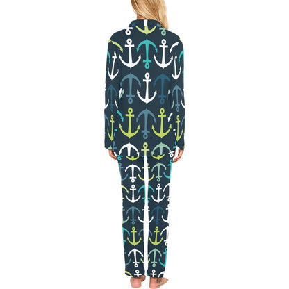 Anchor Pattern Print Design 03 Women's Long Pajama Set