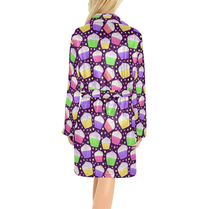 Cupcake Pattern Print Design CP07 Women's Fleece Robe