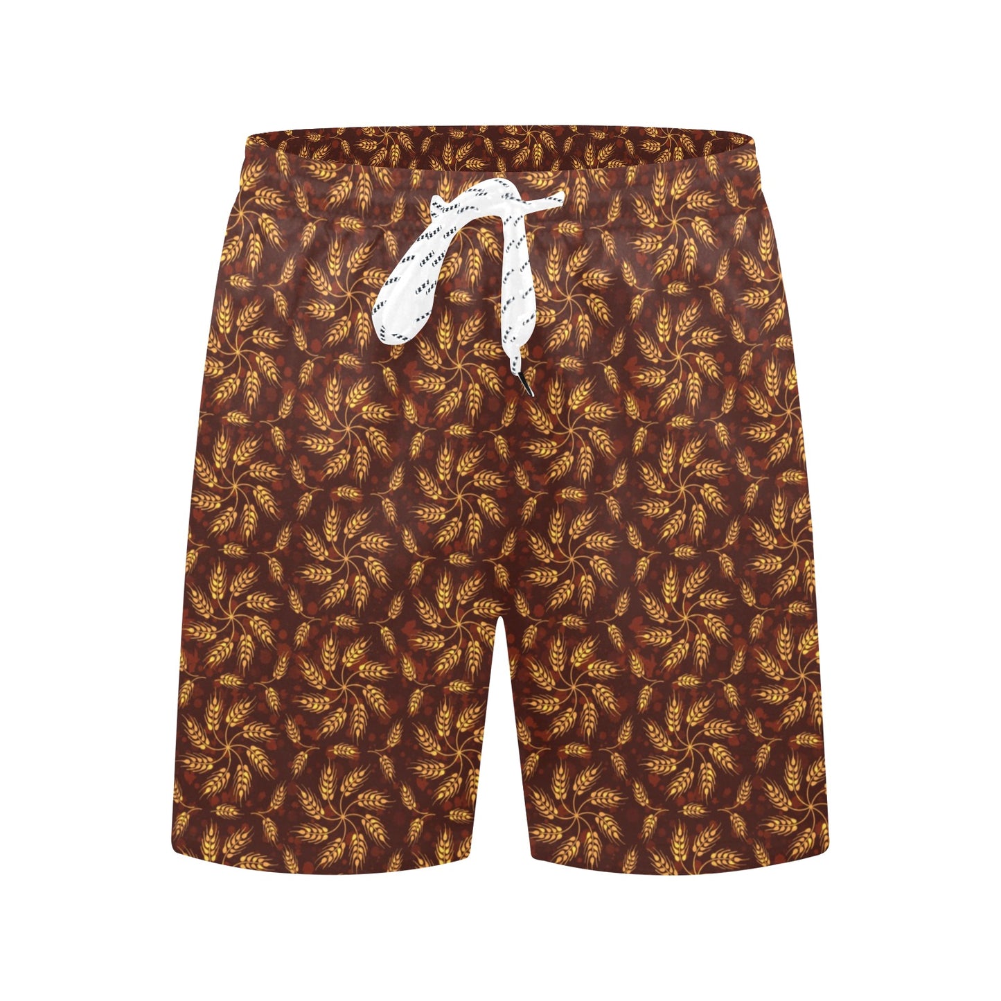 Agricultural Brown Wheat Print Pattern Men's Swim Trunks Beach Shorts