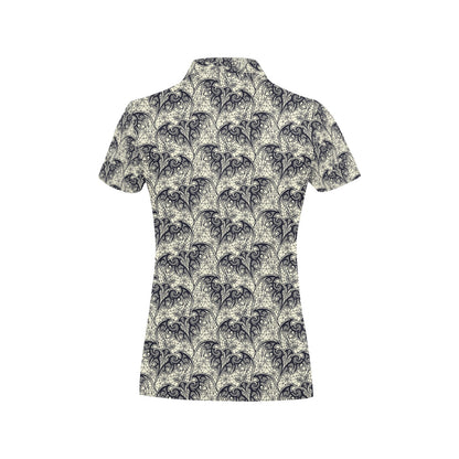 Bat Tribal Pattern Print Design 06 Women's Polo Shirt