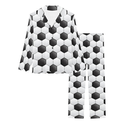 Soccer Ball Texture Print Pattern Women's Long Pajama Set