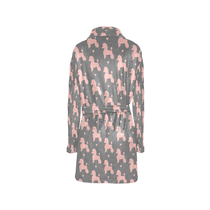 Poodle Pattern Print Design A02 Women's Fleece Robe