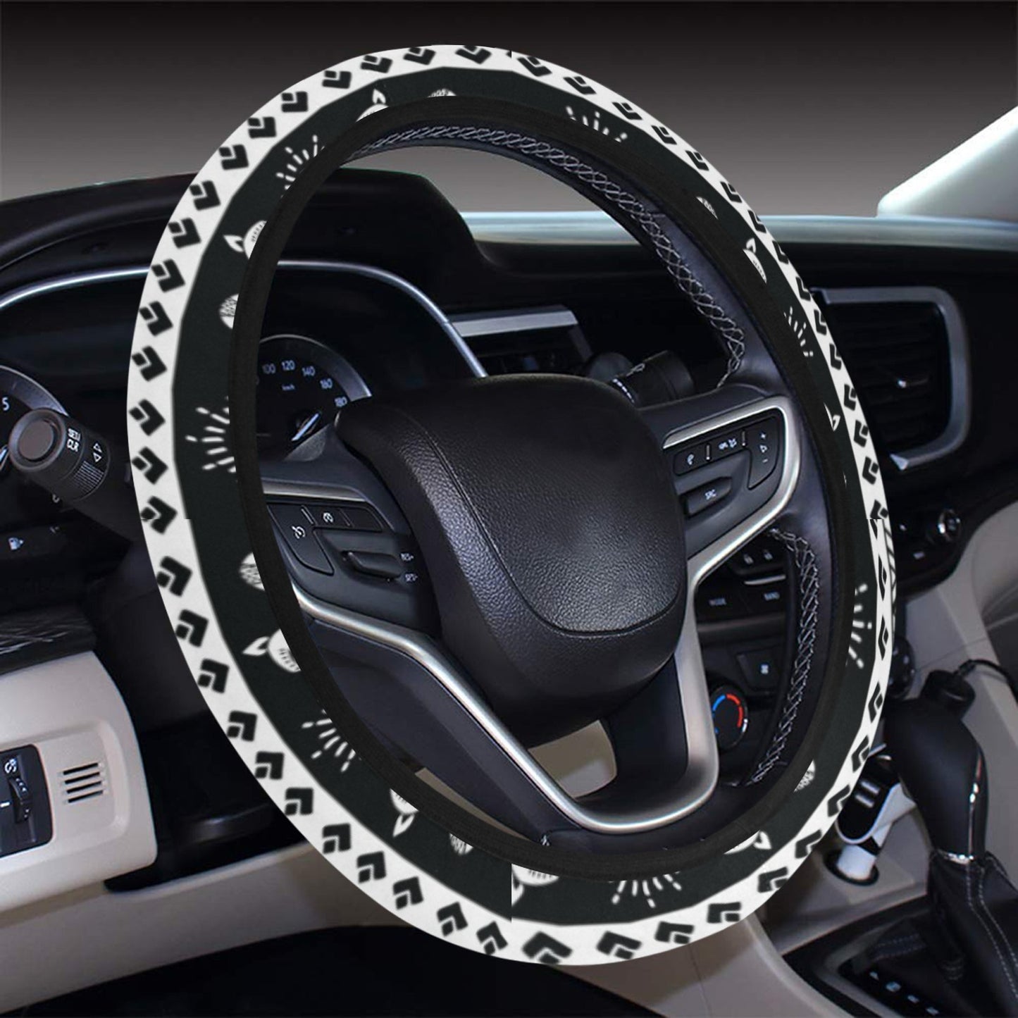 Tribal Pattern Print Design LKS305 Steering Wheel Cover with Elastic Edge