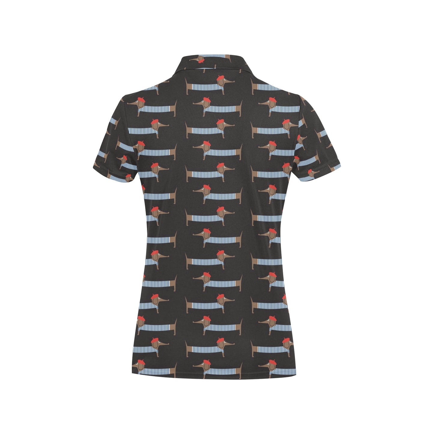 Dachshund Pattern Print Design 04 Women's Polo Shirt