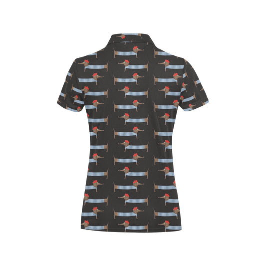 Dachshund Pattern Print Design 04 Women's Polo Shirt