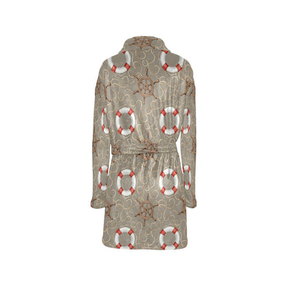 Nautical Pattern Print Design A02 Women's Fleece Robe