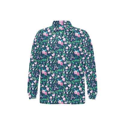 Sweet Pea Print Design LKS303 Long Sleeve Polo Shirt For Men's