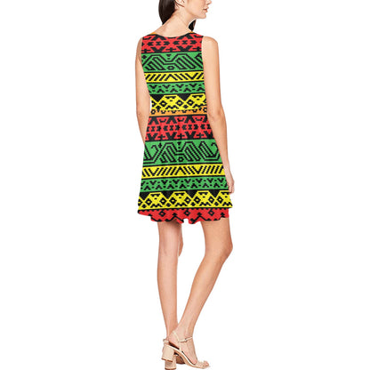 Rastafarian Pattern Print Design A02 Sleeveless Dress