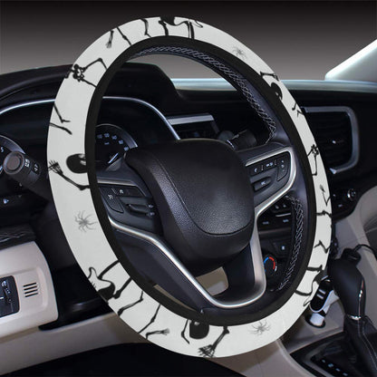 Skeleton Music Player Print Design LKS303 Steering Wheel Cover with Elastic Edge
