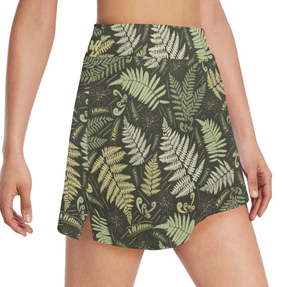 Fern Leave Green Print Pattern 17" Golf & Pickleball Skort with Pockets