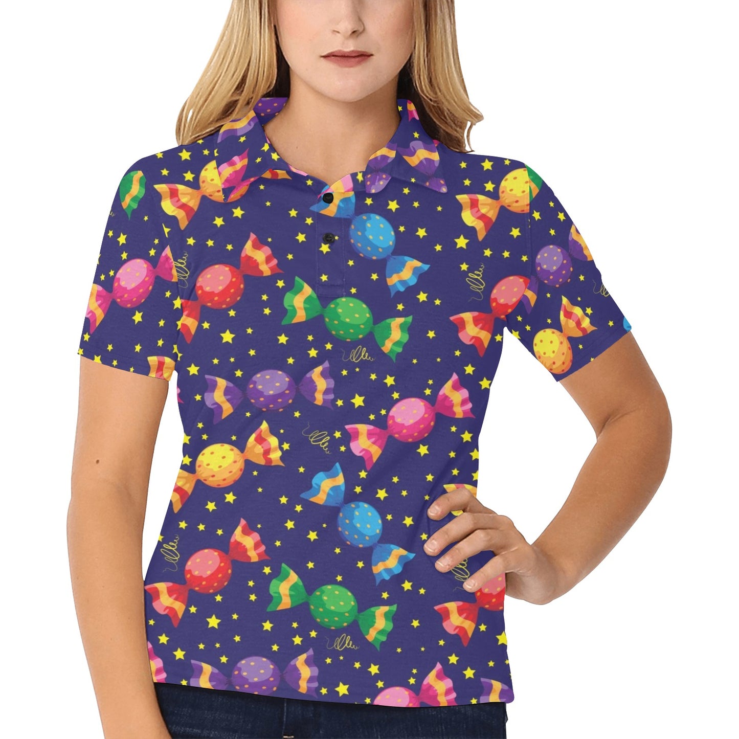 Candy Pattern Print Design CA06 Women's Polo Shirt