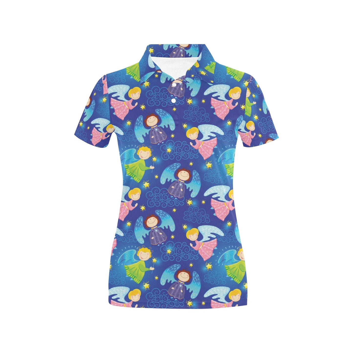 Angel Little Pattern Print Design 02 Women's Polo Shirt