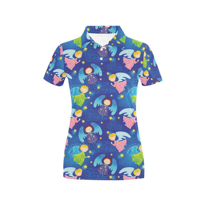 Angel Little Pattern Print Design 02 Women's Polo Shirt