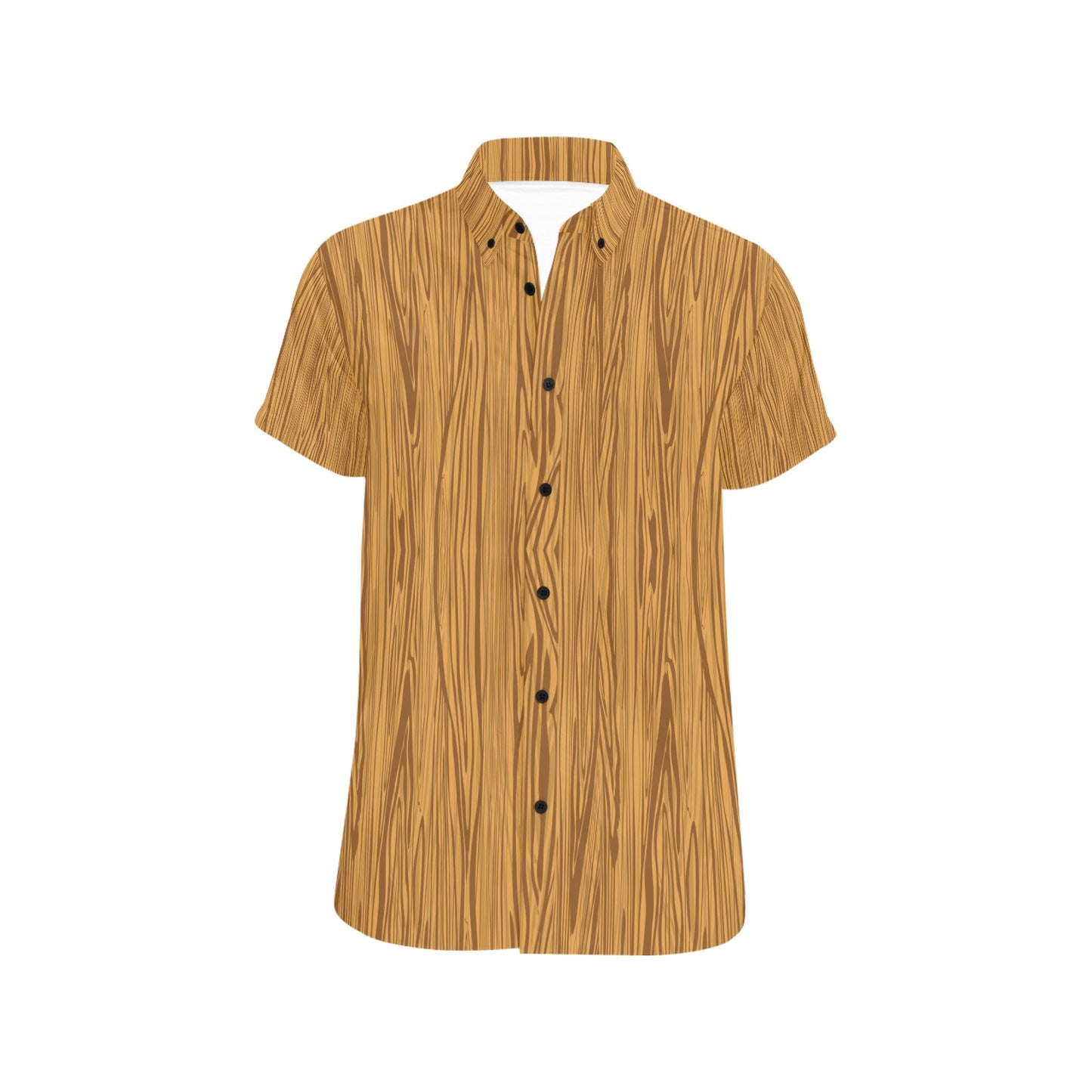 Wood Texture Print Design LKS301 Men Short Sleeve Button Up Shirt